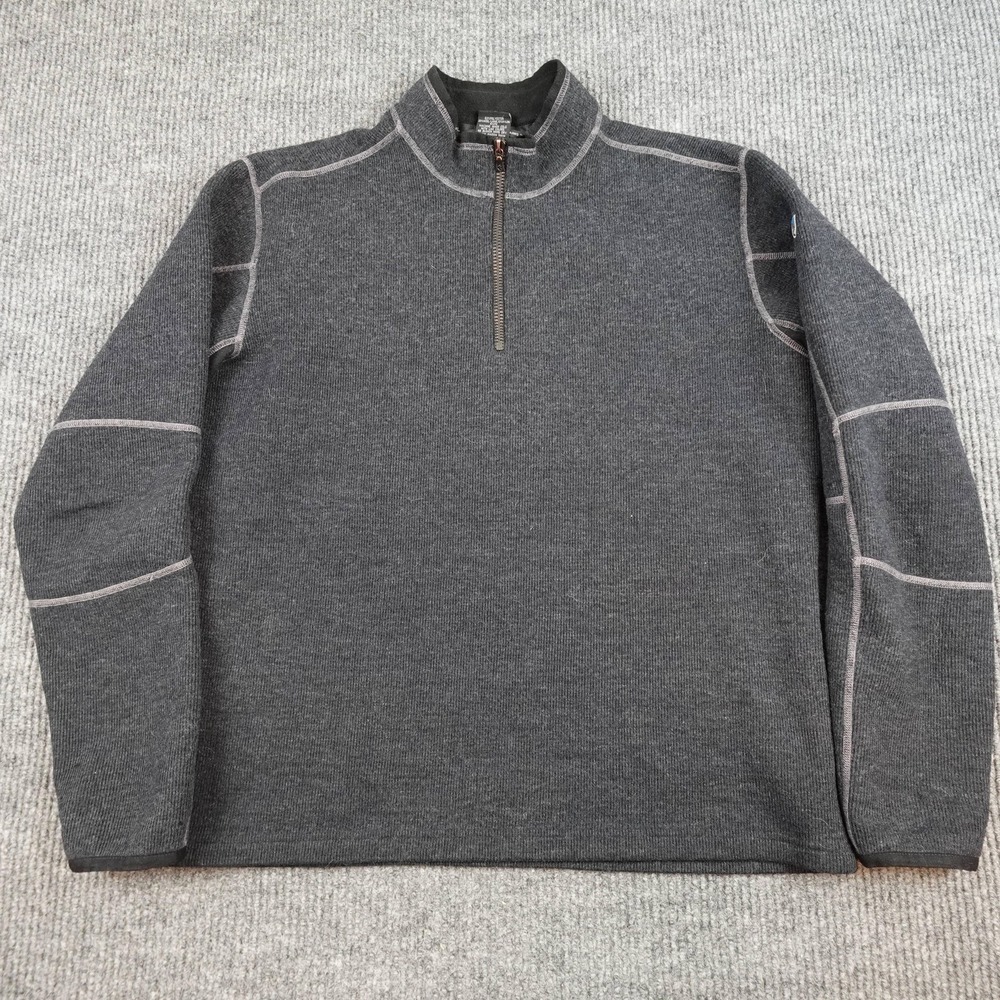 Kuhl Thermokore 1/4 Zip Pullover Mens XL Gray Thermal Mock Neck Sweater Hiking